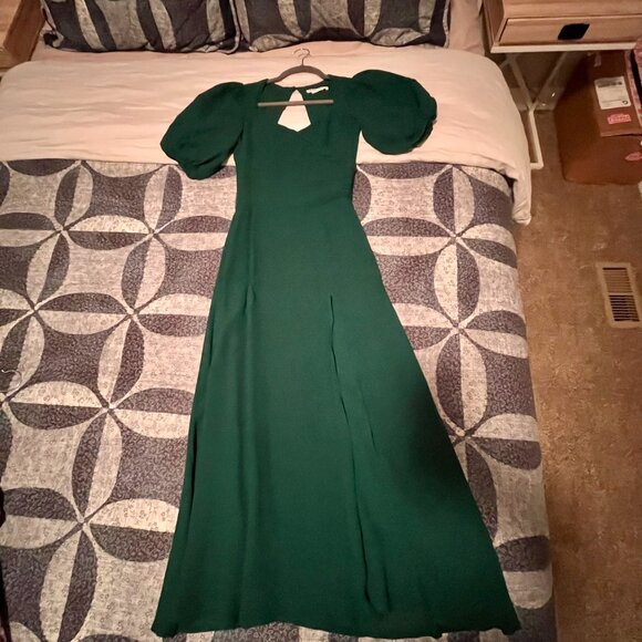 Reformation Wildflower Dress in Emerald Green | Sz 0 - Picture 3 of 5
